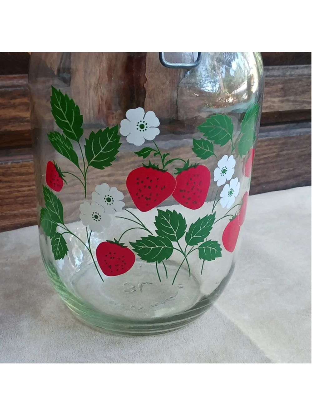 VTG Le Parfait Super 3L Glass Swing Top Canister Jar Strawberry Cottagecore